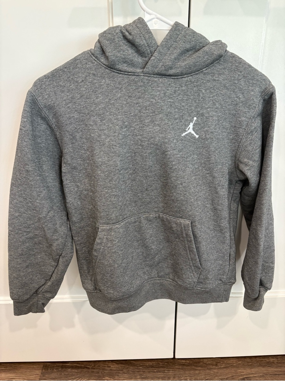 Jordan Youth Gray Pullover Hoodie with White Jumpman